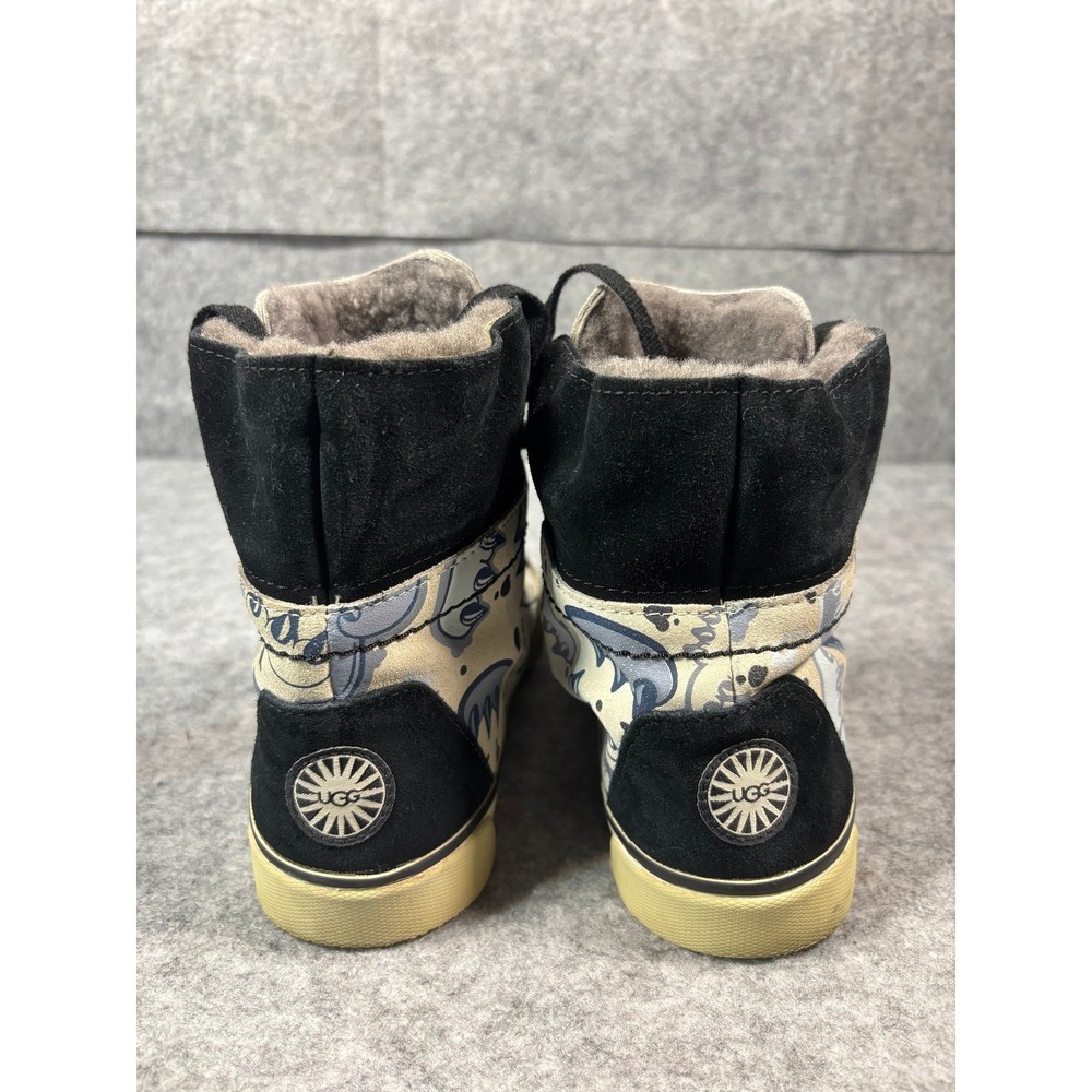 UGG Stellah Claw Graffiti Fur Lined High Top Sneakers Short Boots RARE/DISC Sz 5 - Picture 4 of 9